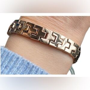 Massimo Dutti Watch Band Bracelet with Pull Tie Closure in Pale Gold